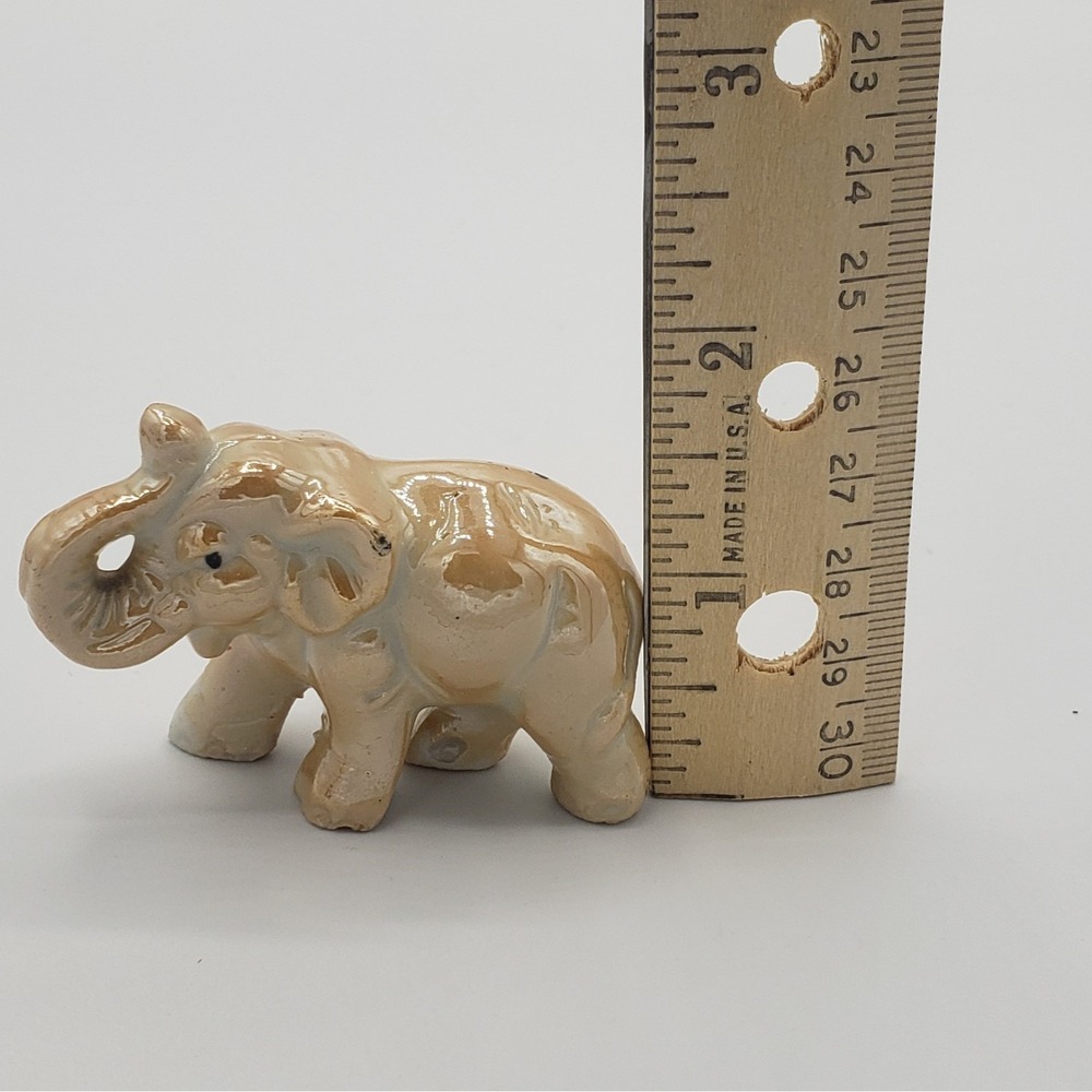 Vintage Mini Elephant Figurine Made In Japan‎ Light Pearlescent Peach